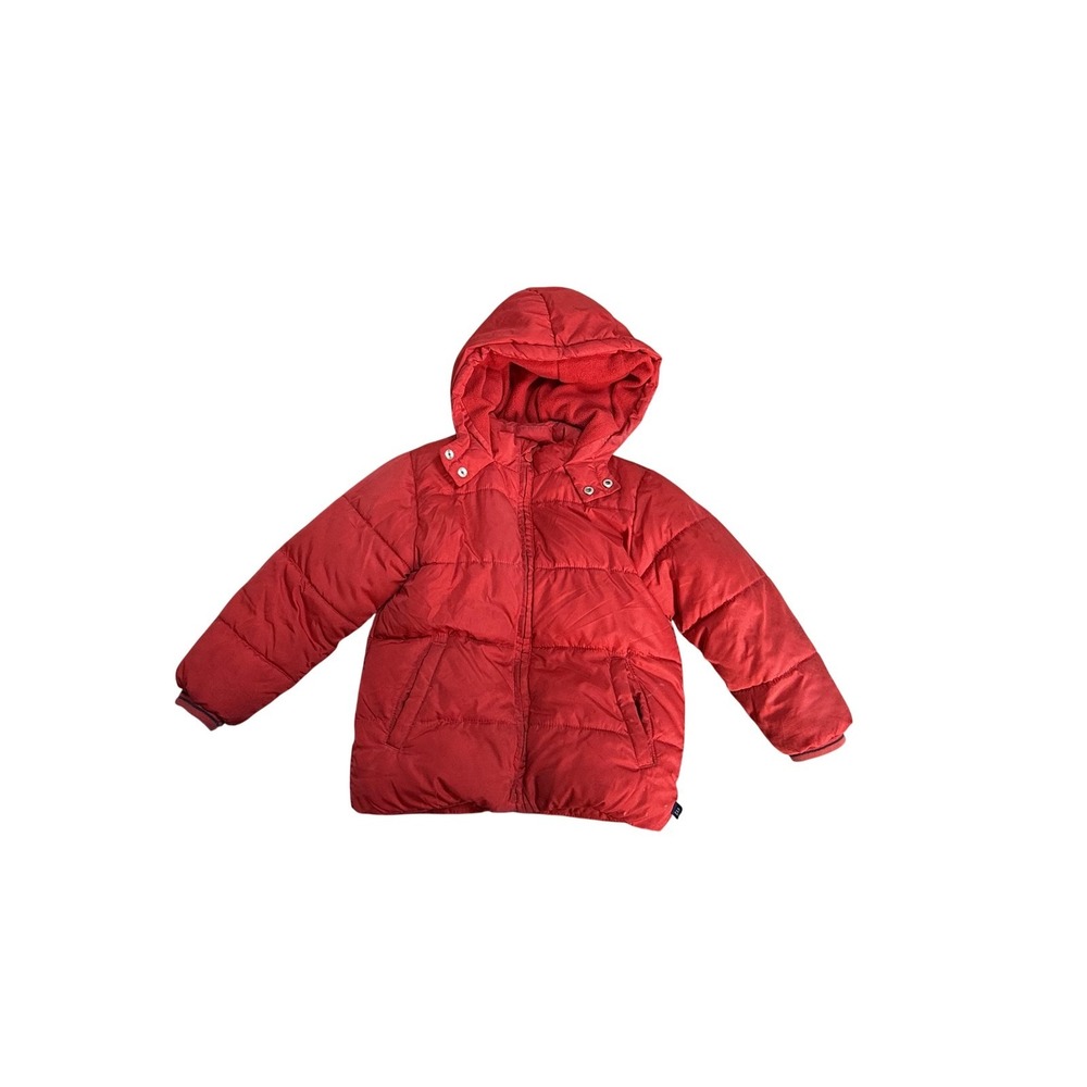 Baby Gap Puffer Jacket Kids 5‎ Red Hooded Fleece Lined Insulated Winter Warm